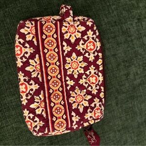 Vera Bradley Burgundy and Yellow Patterned Women's small makeup bag